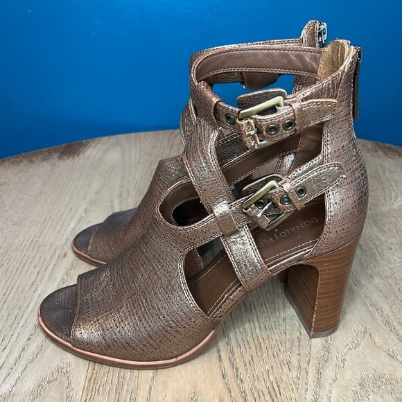 Donald J. Pliner Ronnie Leather Stacked Heel Open Toe Sandals Women’s Size 8.5 - Picture 4 of 10